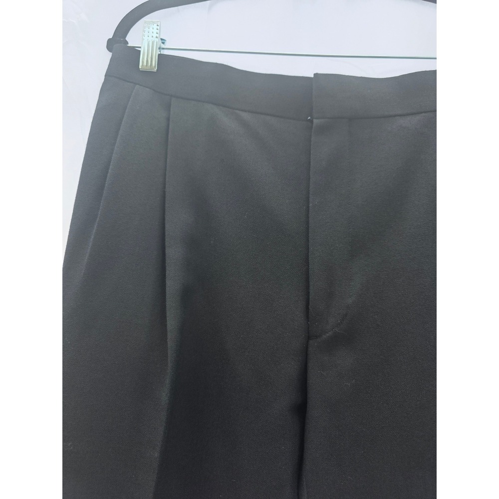Versini Mens 3 Piece Tuxedo Black 100% Wool Pleated Formal Suit Size 34 Waist